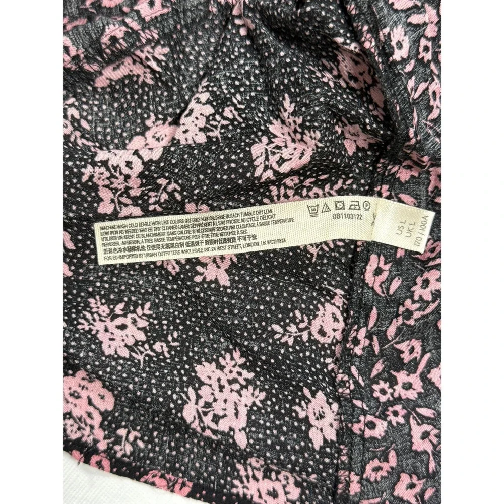 Free People Mini Dress Size L Black Mixed Floral Print Slip Dress